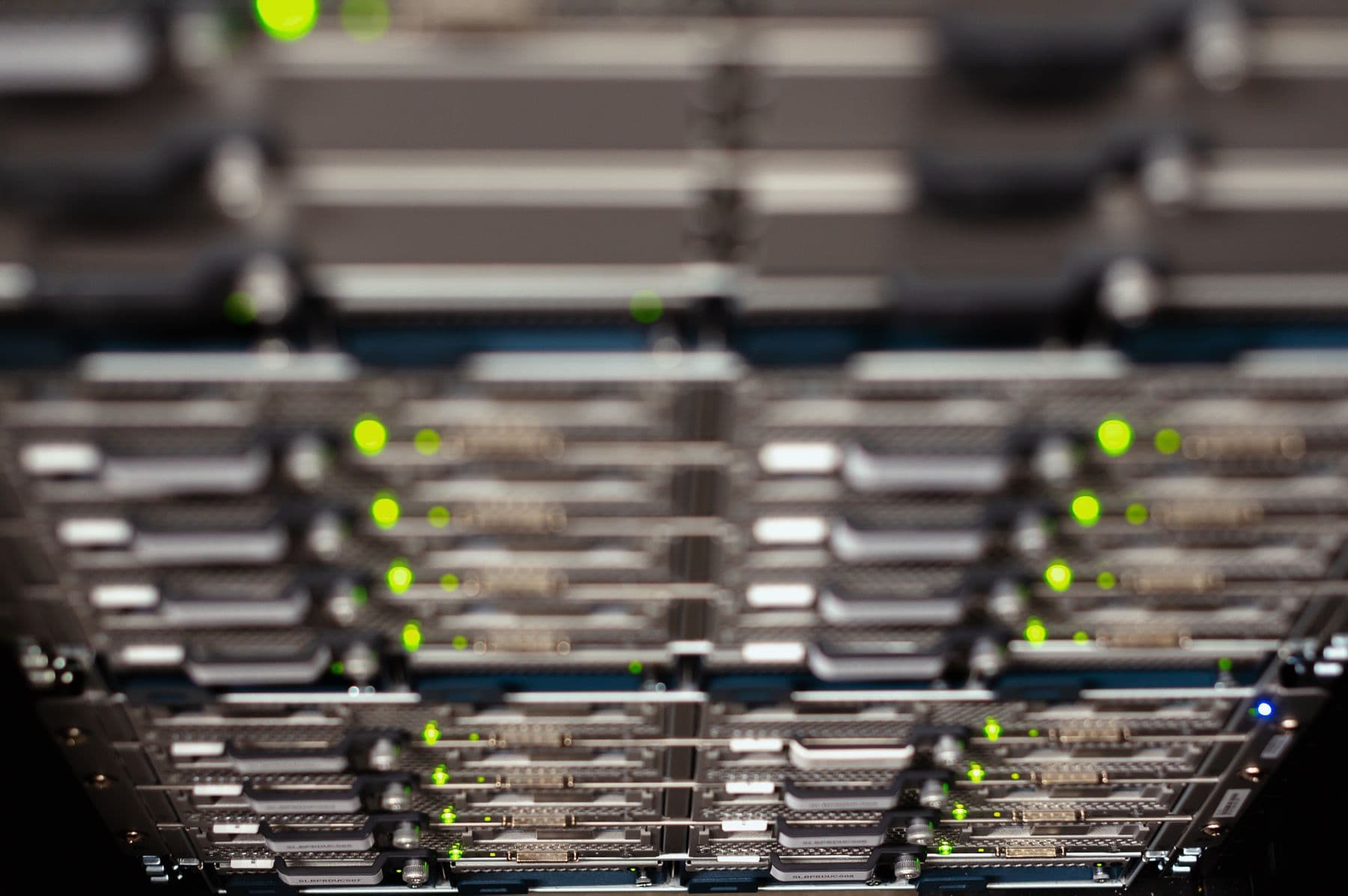 Close-up of active network equipment and status indicators