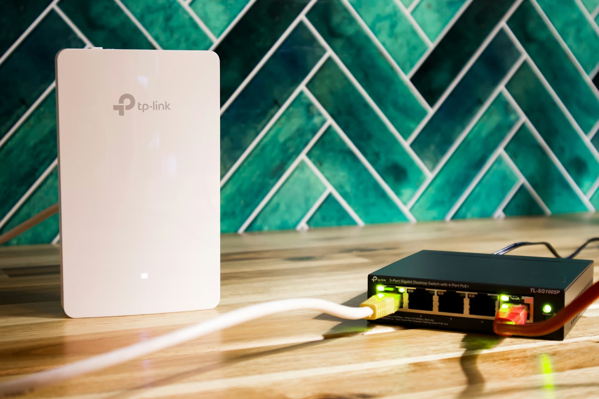 Wireless access point connected to a Power over Ethernet network switch